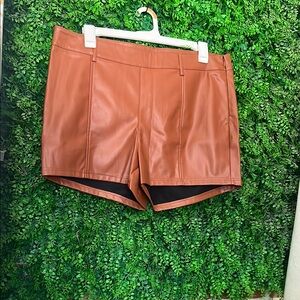 Women's Tan Leather Shorts